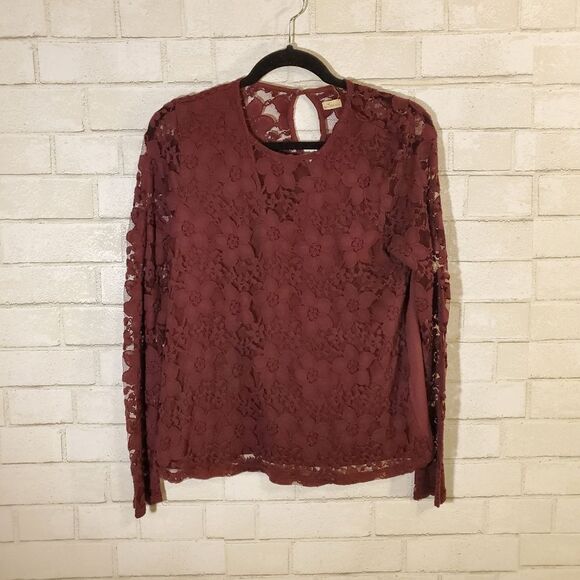 Hollister maroon lace top - Picture 1 of 10